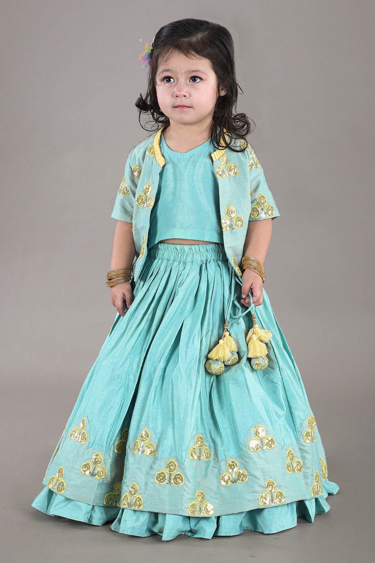 Aqua Green Lehenga Set & Jacket