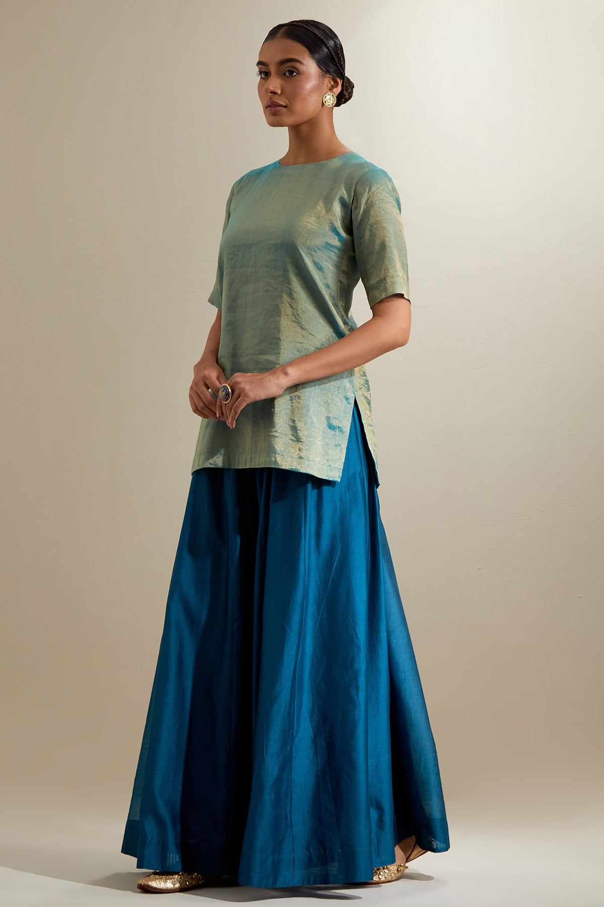 Aqua Mint Chanderi Kurta & Pant