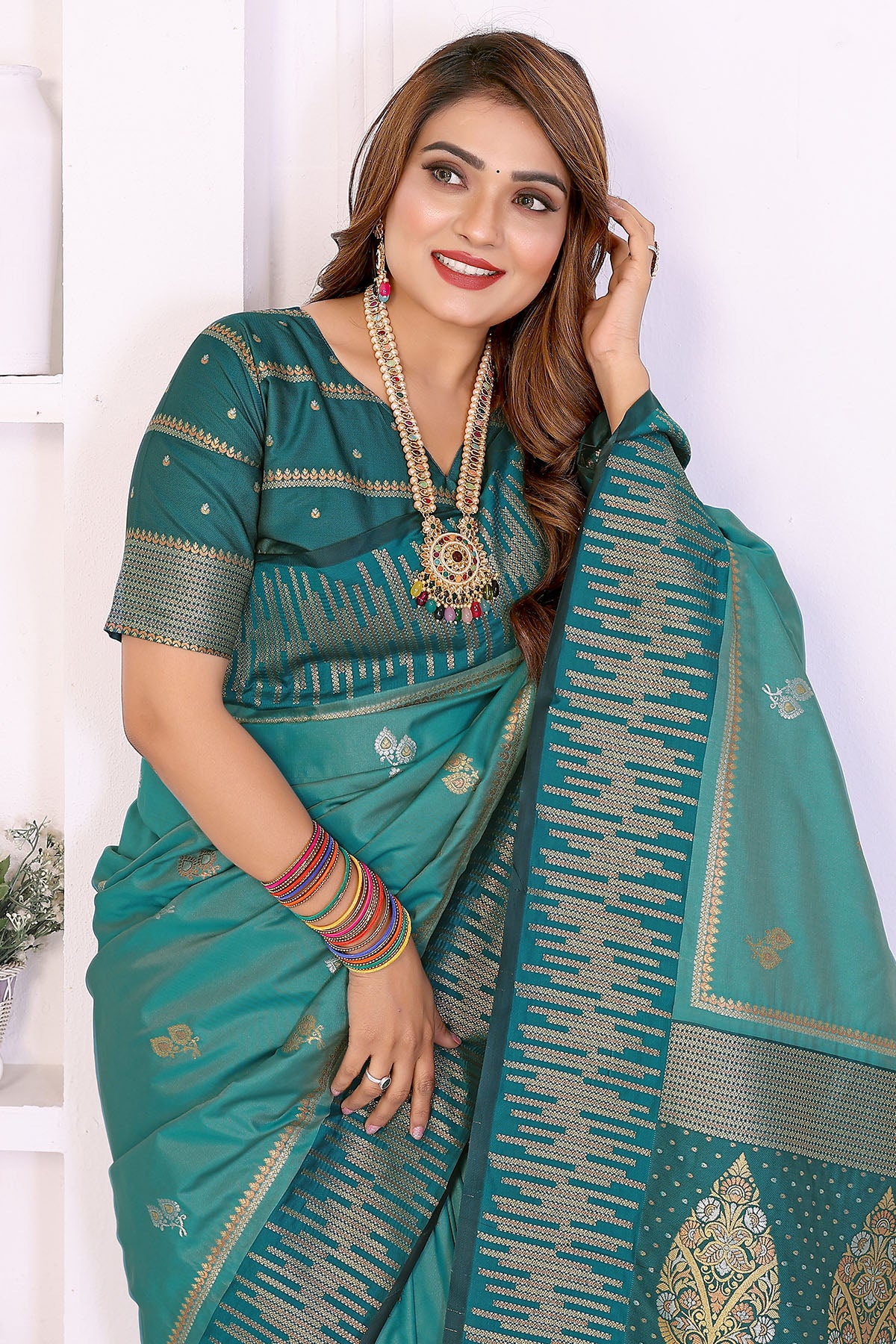 Aqua Soft Silk Weaving Saree