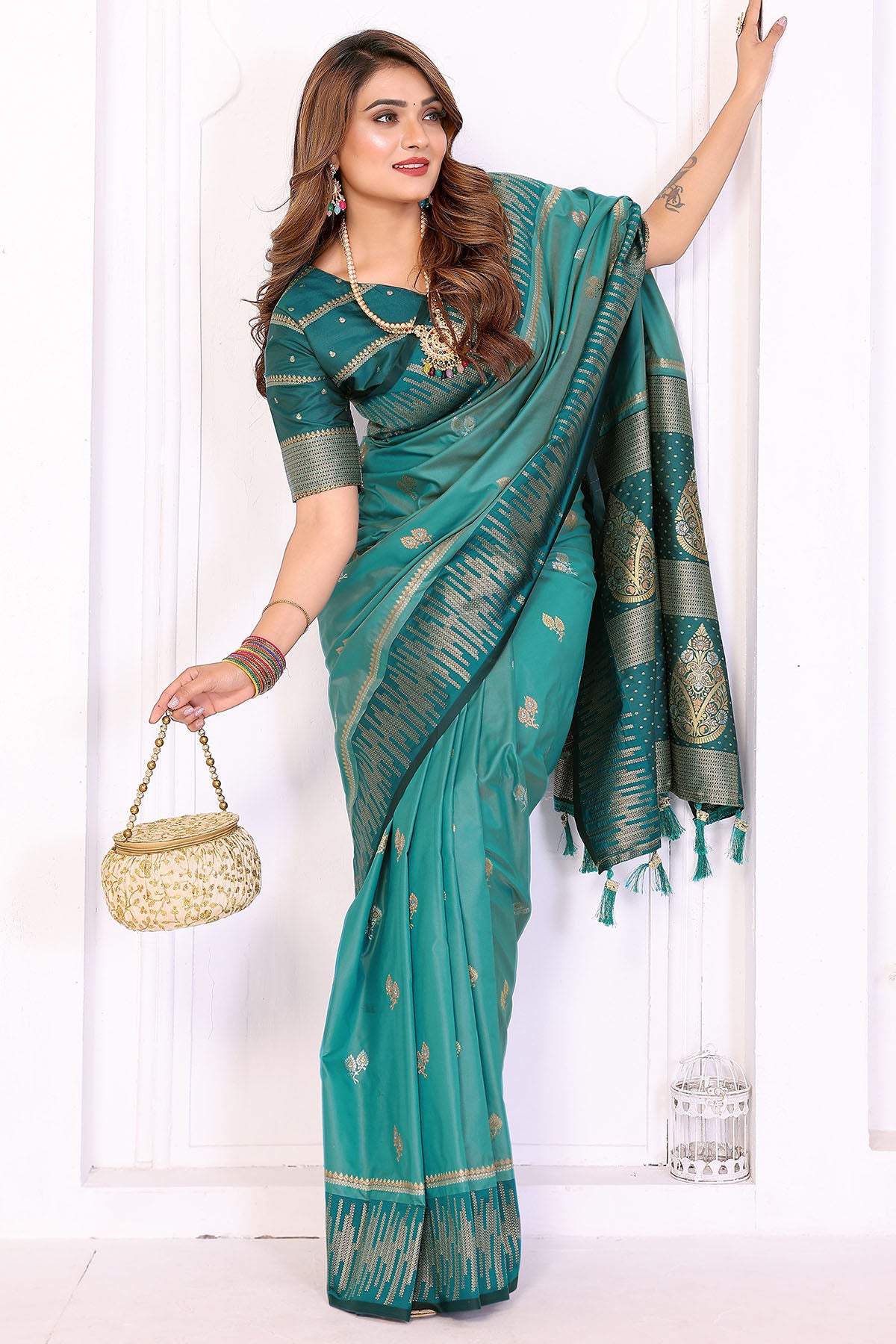Aqua Soft Silk Weaving Saree