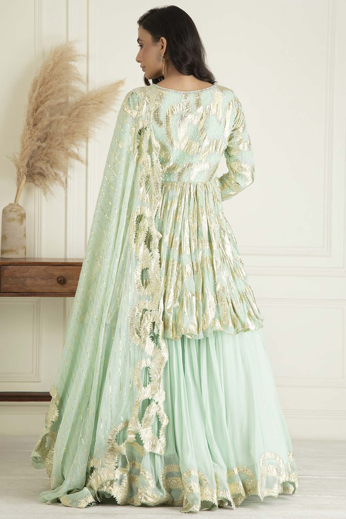 Aquamarine Sequins Lehenga Set