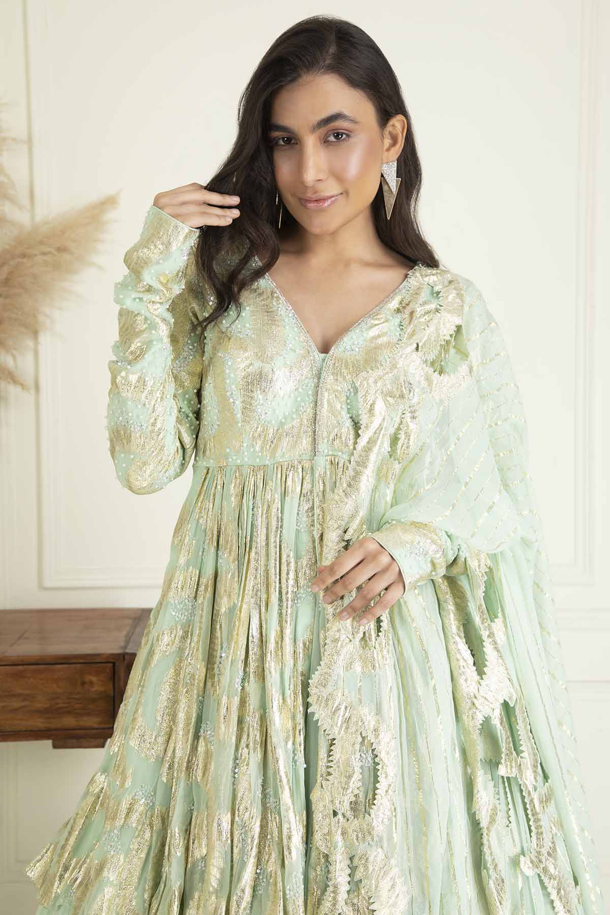 Aquamarine Sequins Lehenga Set