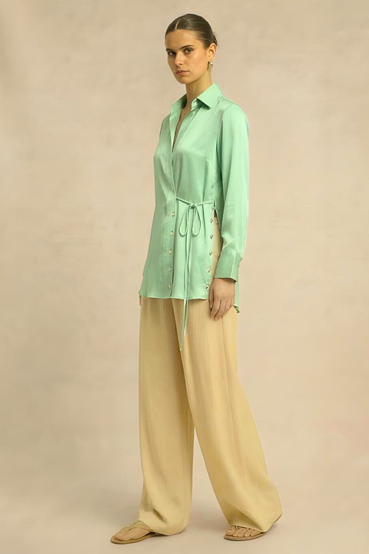 Ash Green Bemberg Wrap Shirt