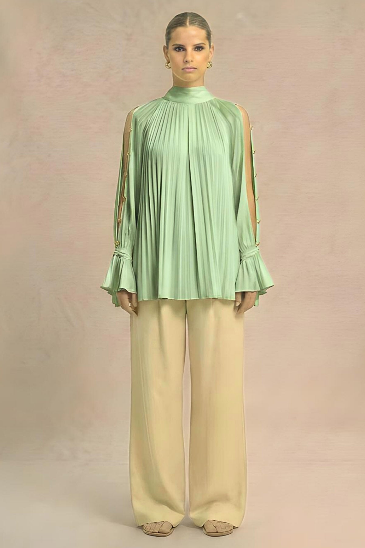 Buy Ash Green Coin Detailing Top for women by Neora online available at scrollnshops