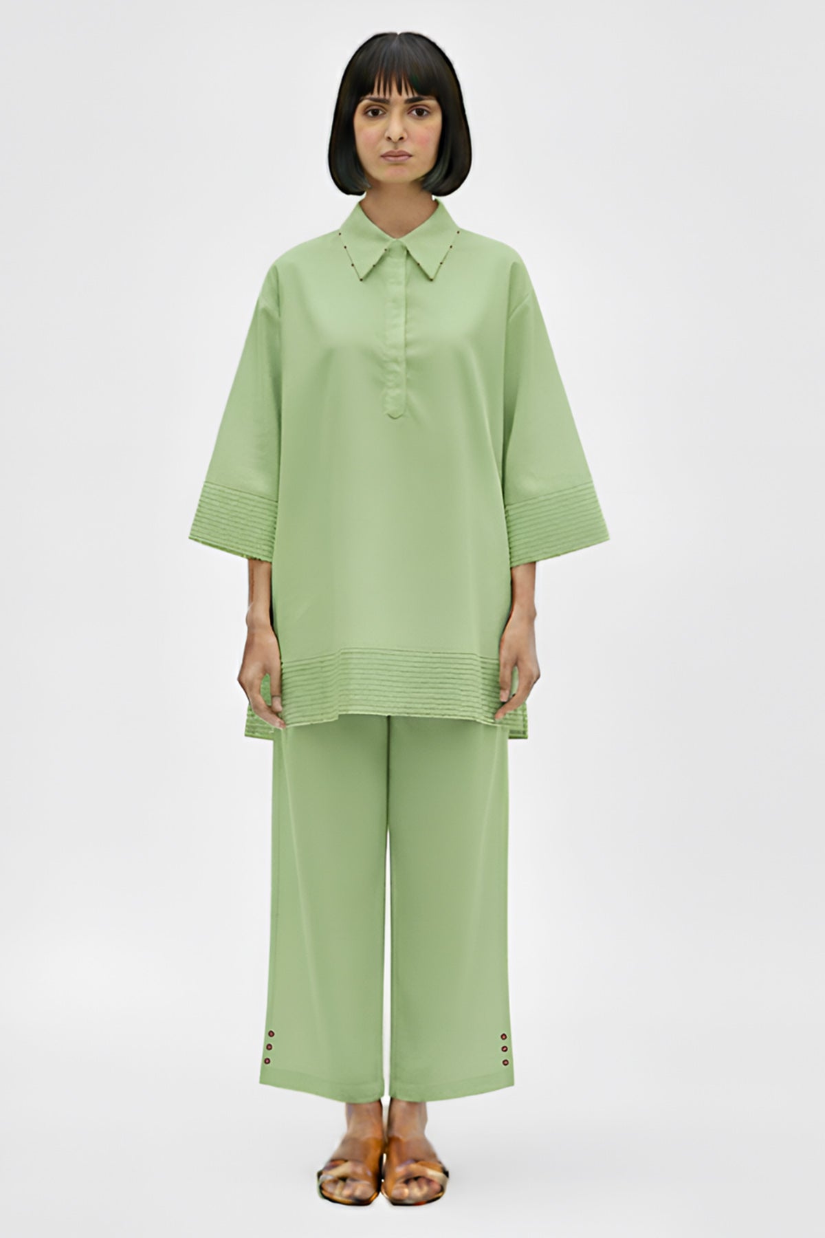 Buy Asparagus Twill Hem Co-ord Set for women by Neora online available at scrollnshops