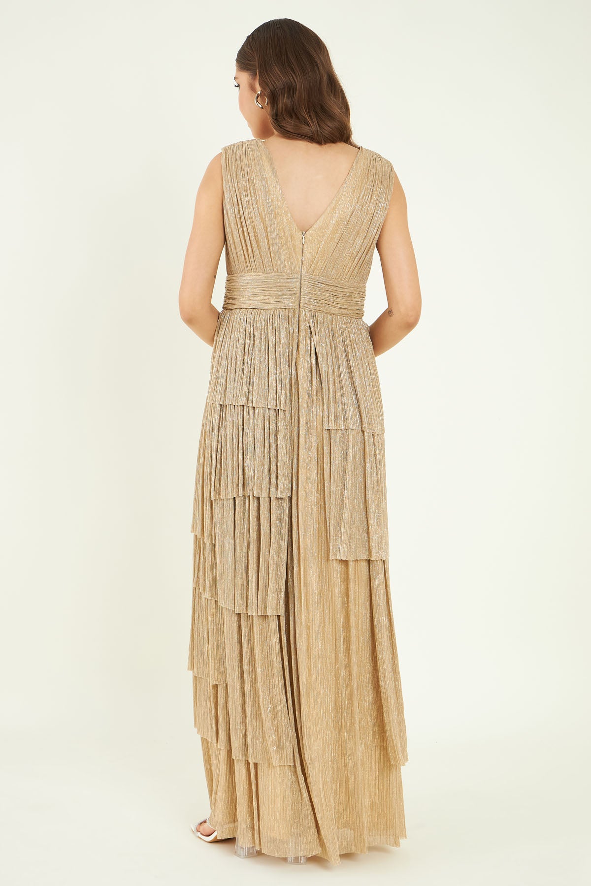 Asymmetric Blingy Gold Dress