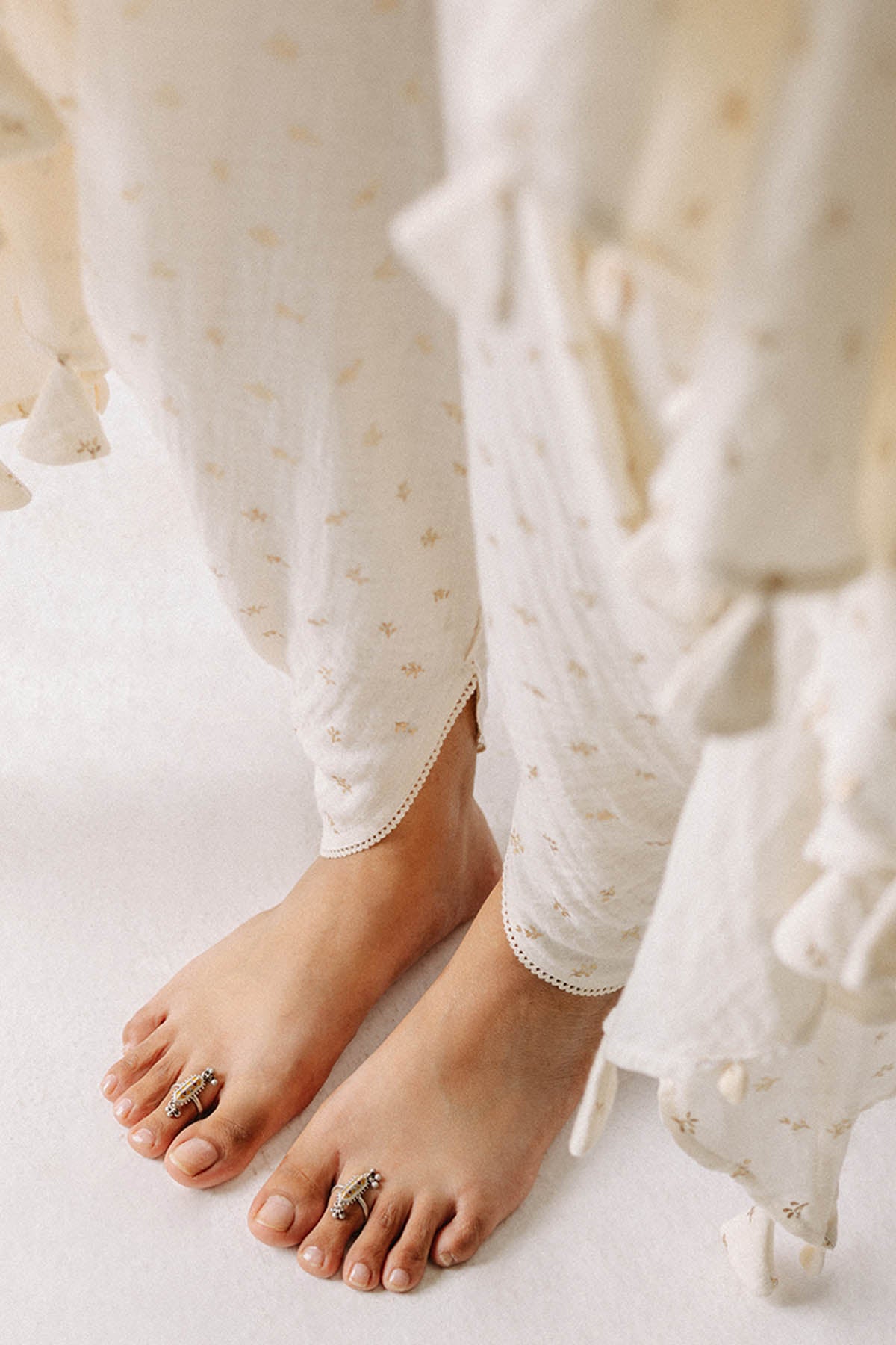 Asymmetric Foil Print Kurta Set