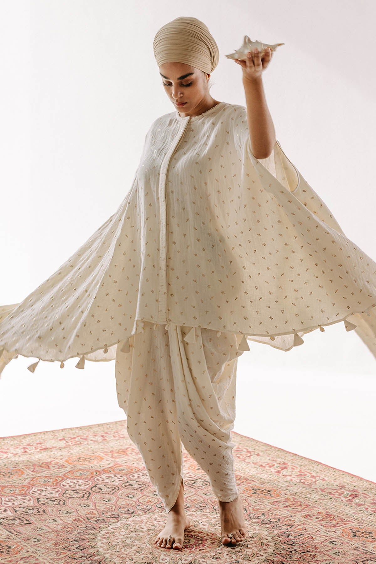 Asymmetric Foil Print Kurta Set