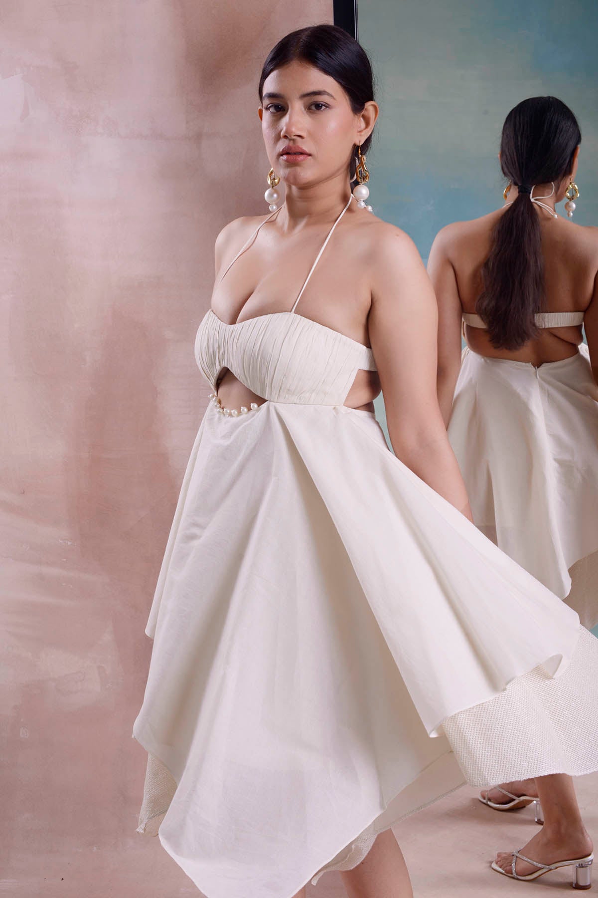 Asymmetric Ruched Layered Dress