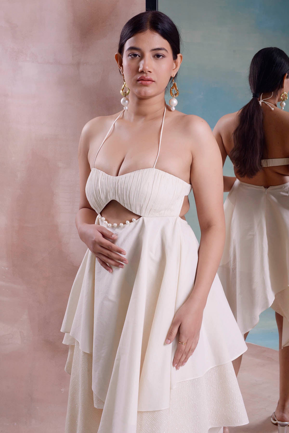 Asymmetric Ruched Layered Dress