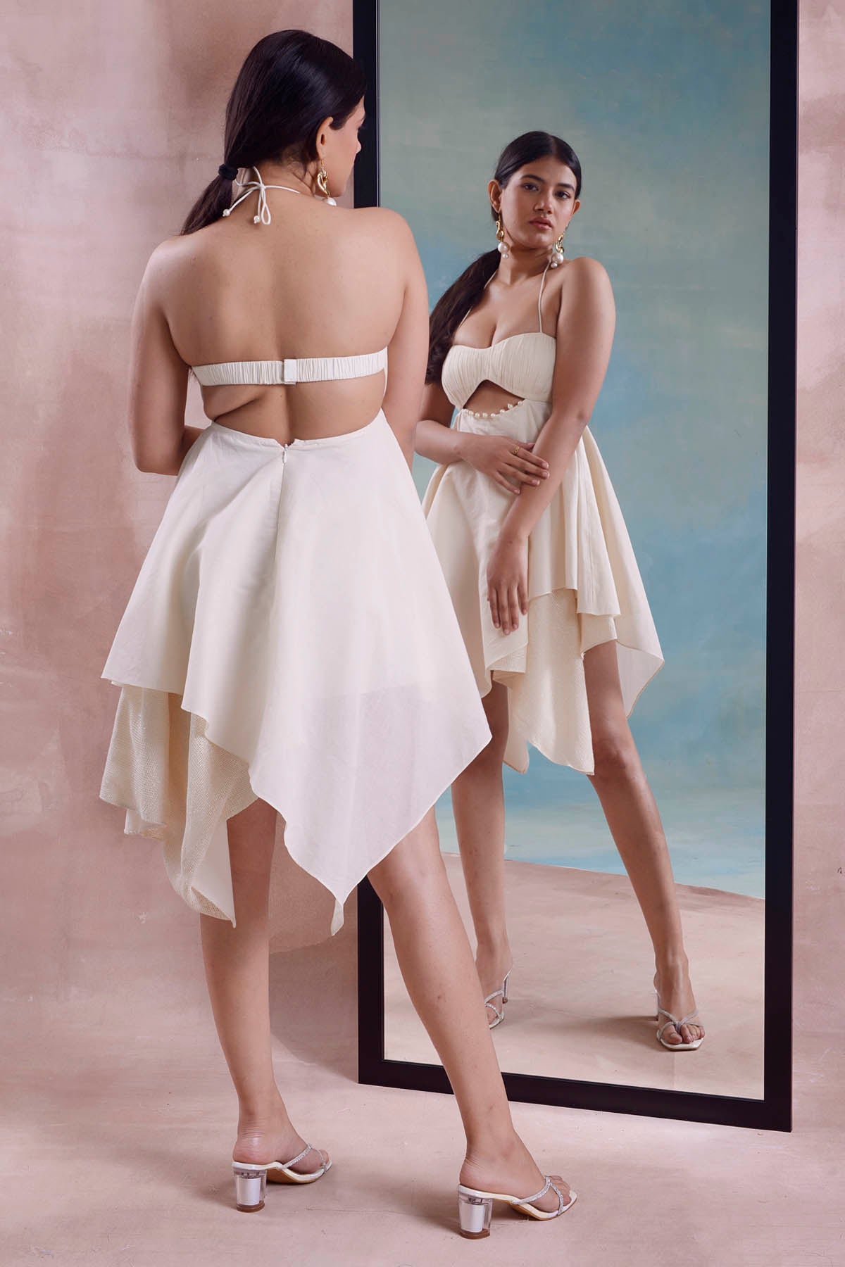 Asymmetric Ruched Layered Dress