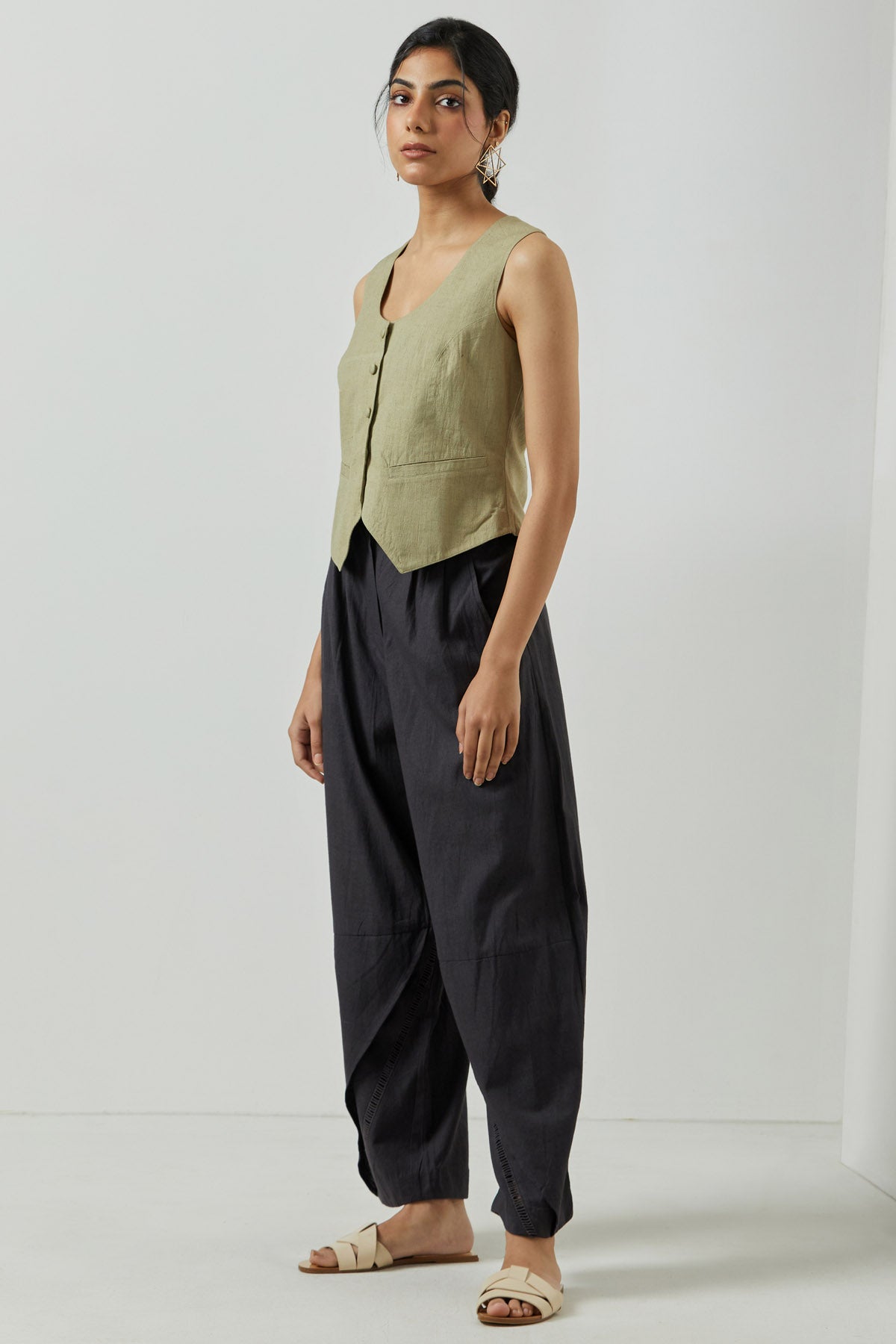 Asymmetric Sleeveless Coat