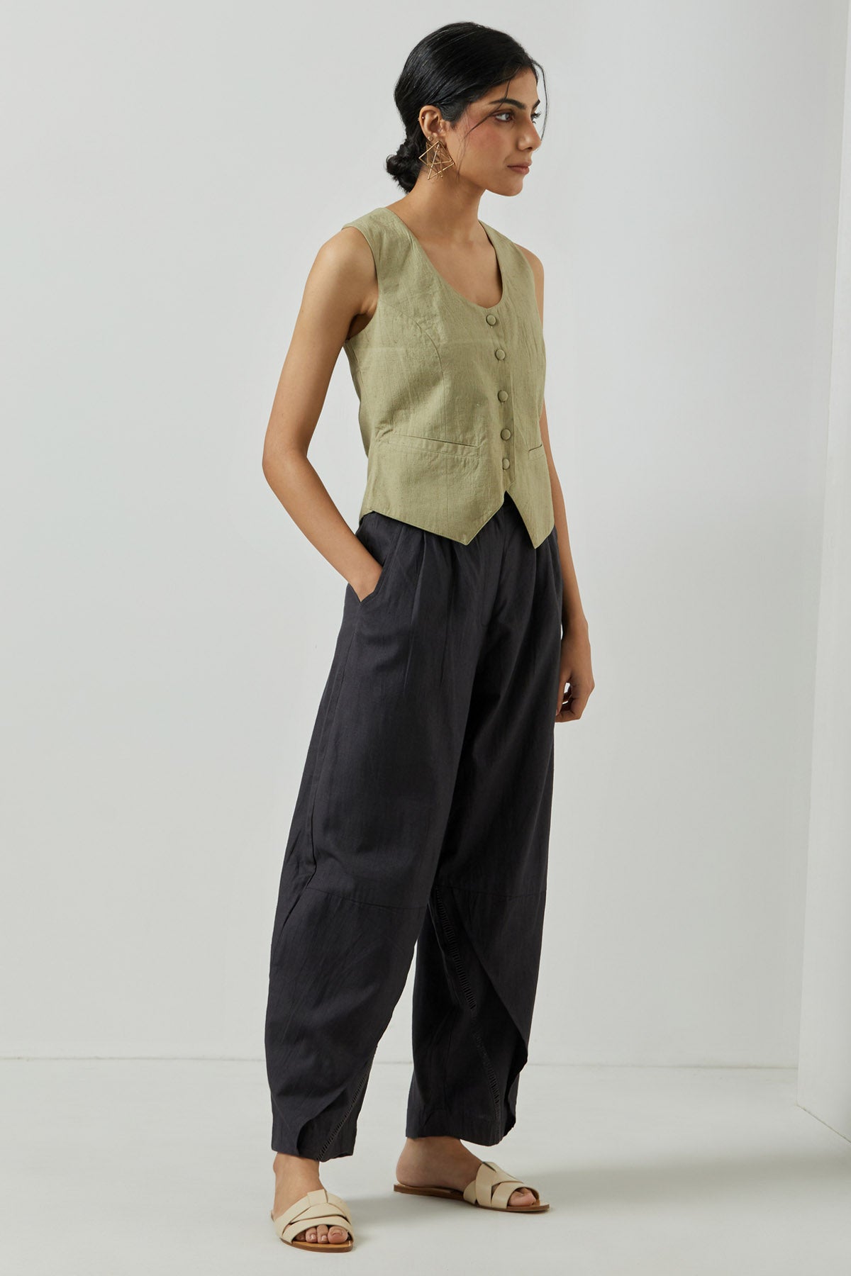 Asymmetric Sleeveless Coat