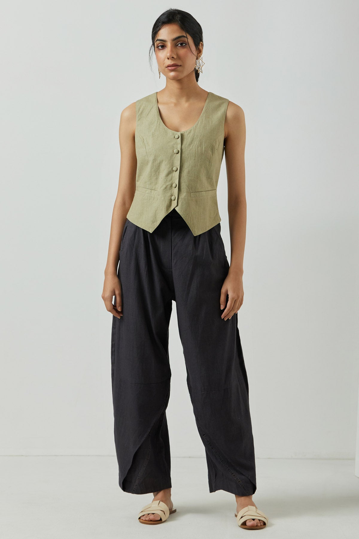 Asymmetric Sleeveless Coat