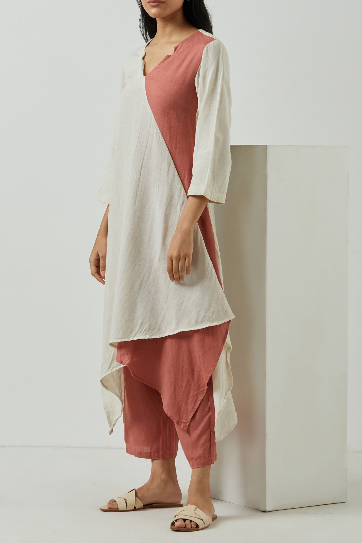 Asymmetric Colorblock Tunic Set