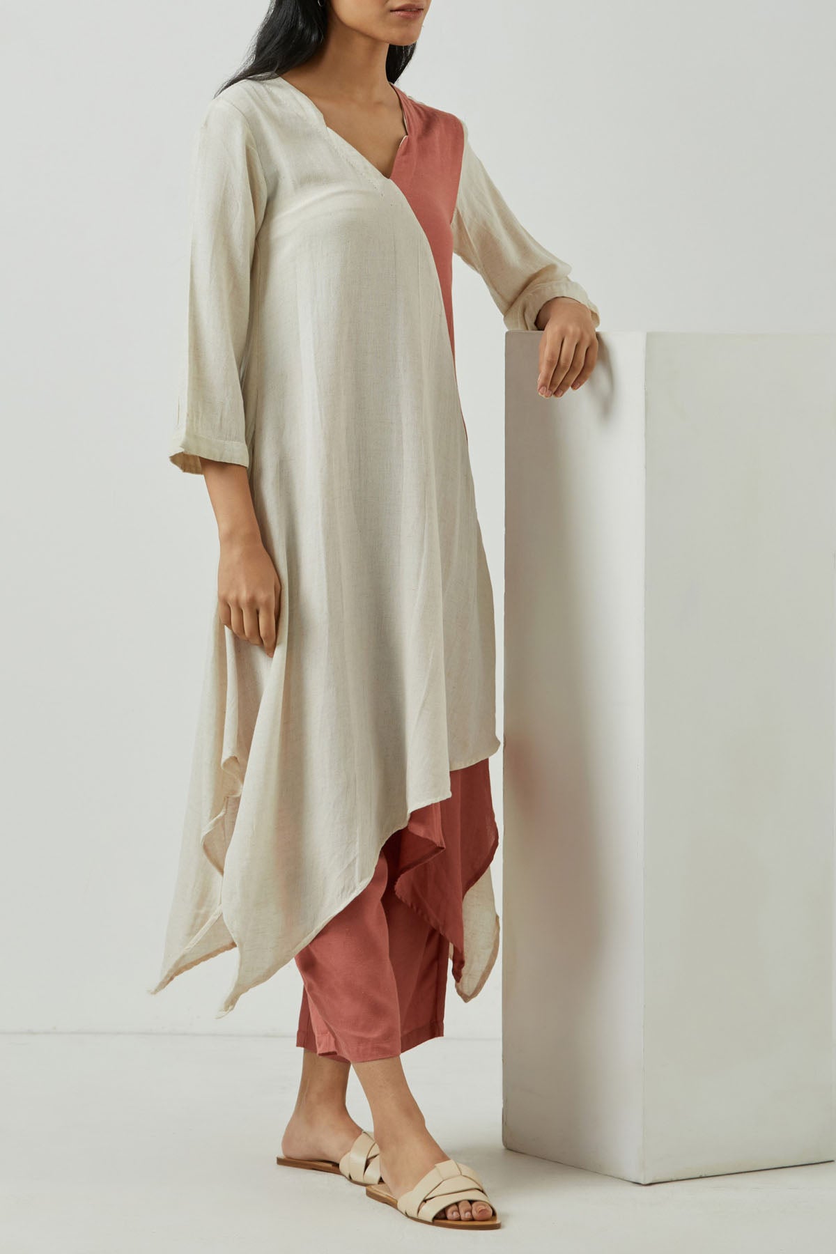 Asymmetric Colorblock Tunic Set
