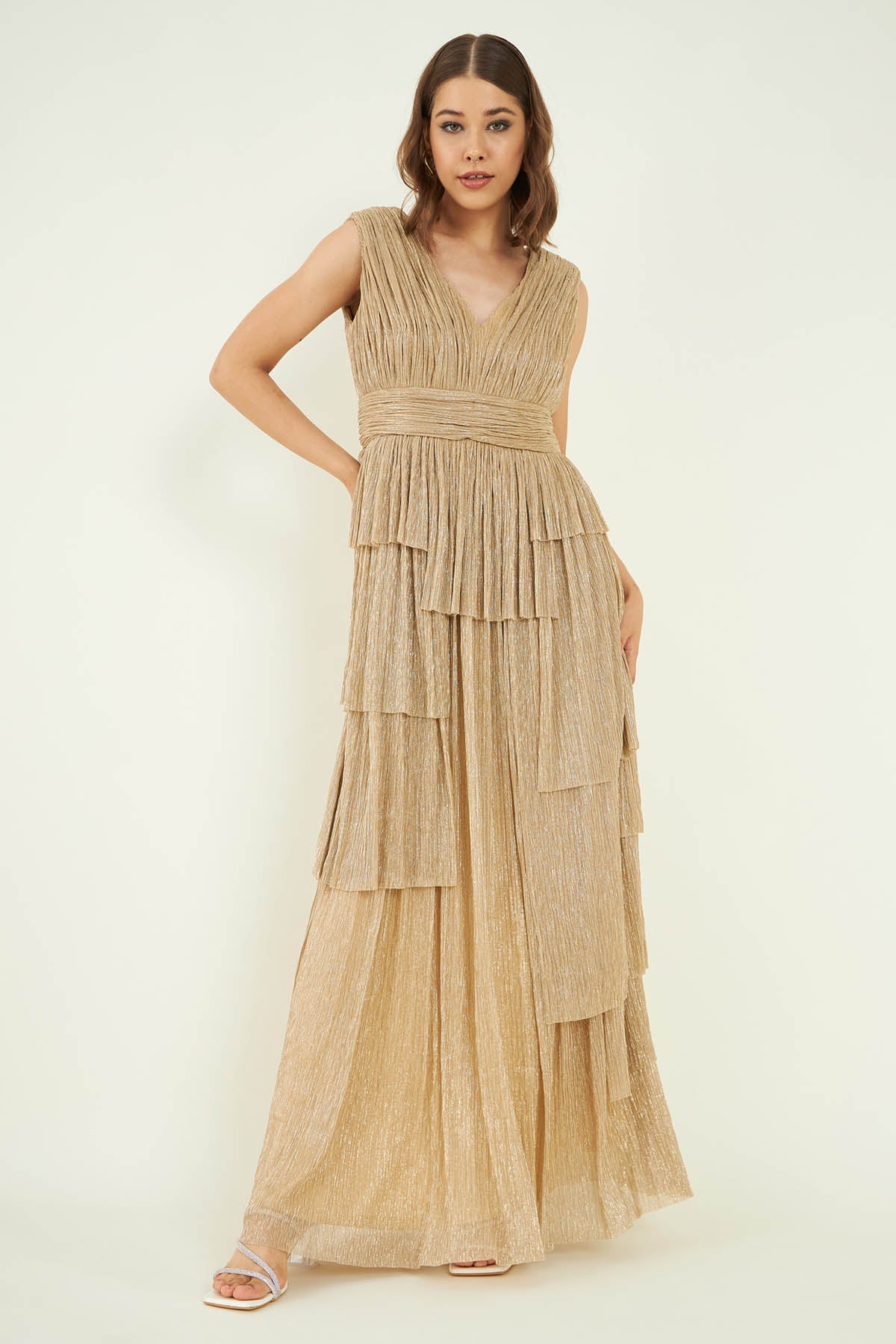 Buy Asymmetric Blingy Gold Dress Online