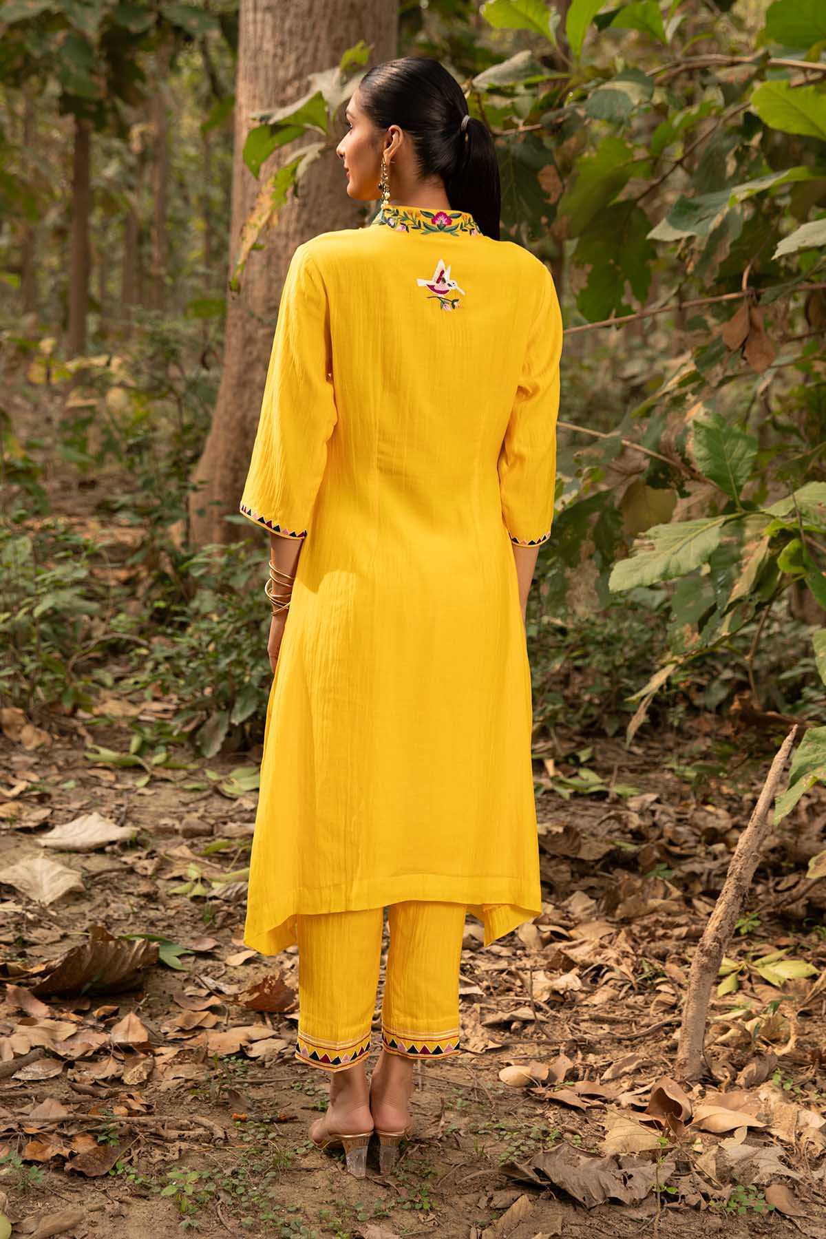Asymmetric Yellow Kurta & Pants