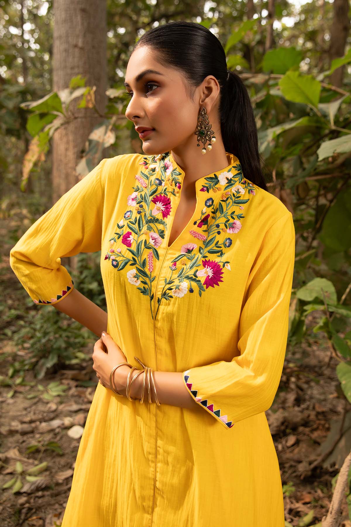 Asymmetric Yellow Kurta & Pants