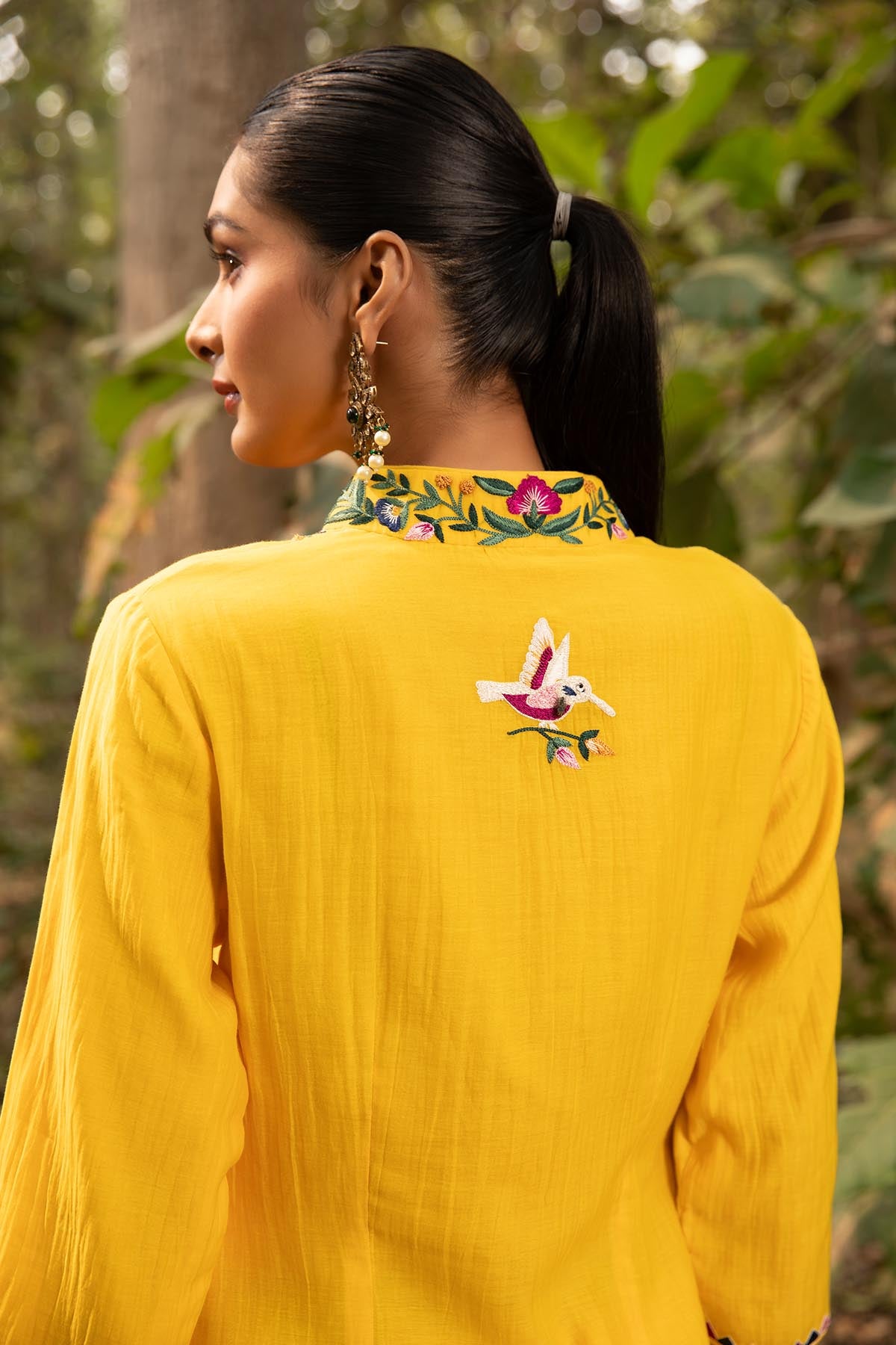 Asymmetric Yellow Kurta & Pants
