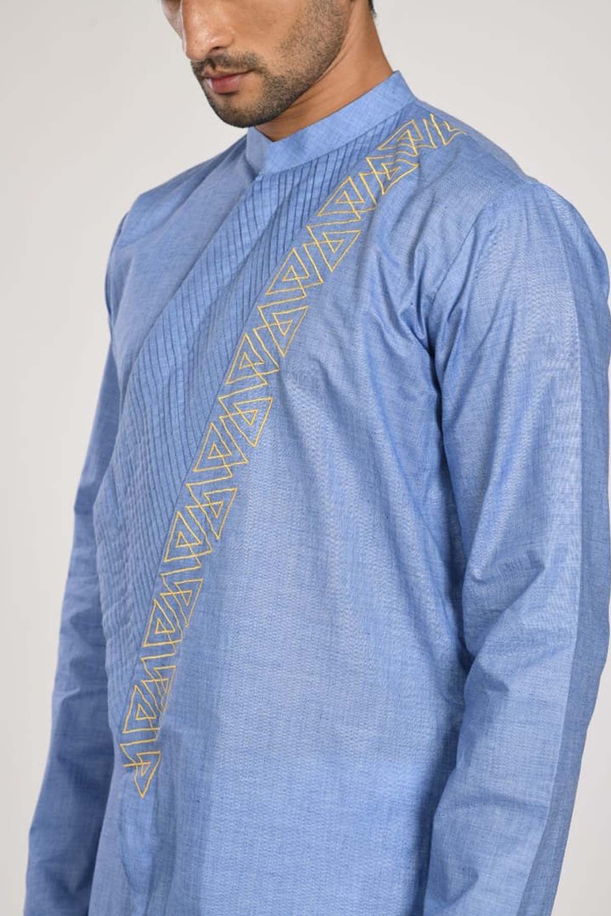 Asymmetrical Pleated Kurta Set