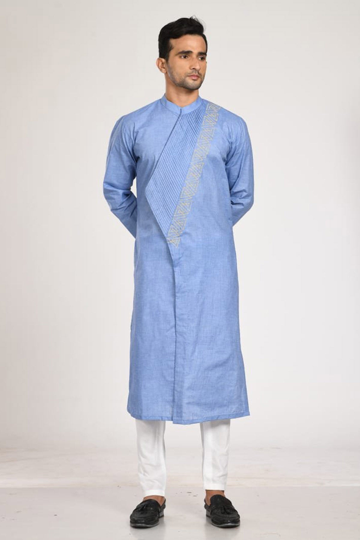 Asymmetrical Pleated Kurta Set