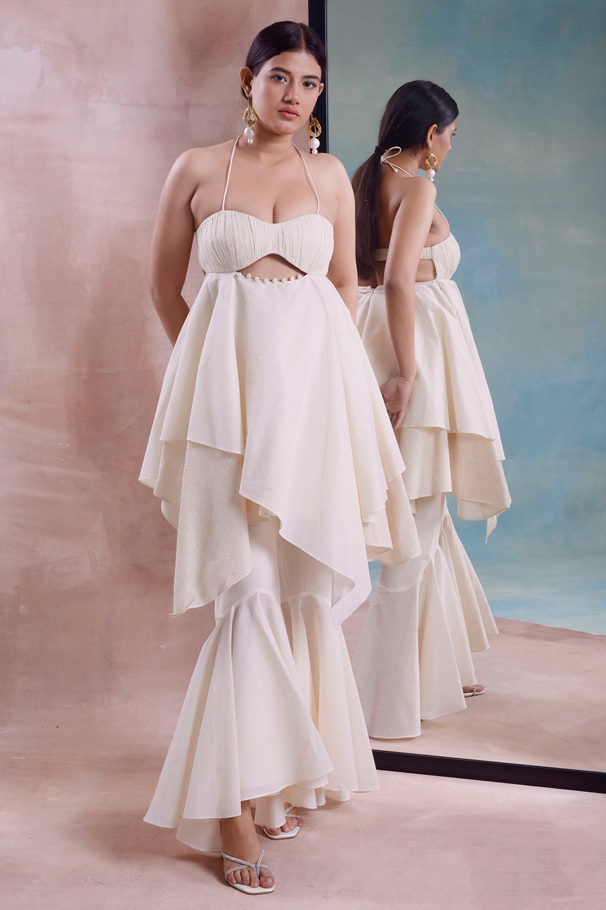 Asymmetrical Ruched Tunic Set