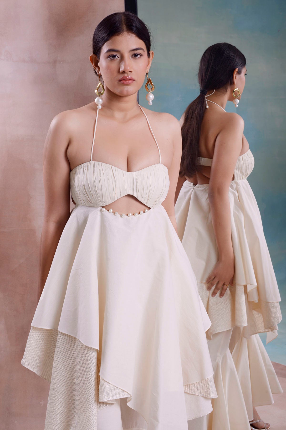 Asymmetrical Ruched Tunic Set