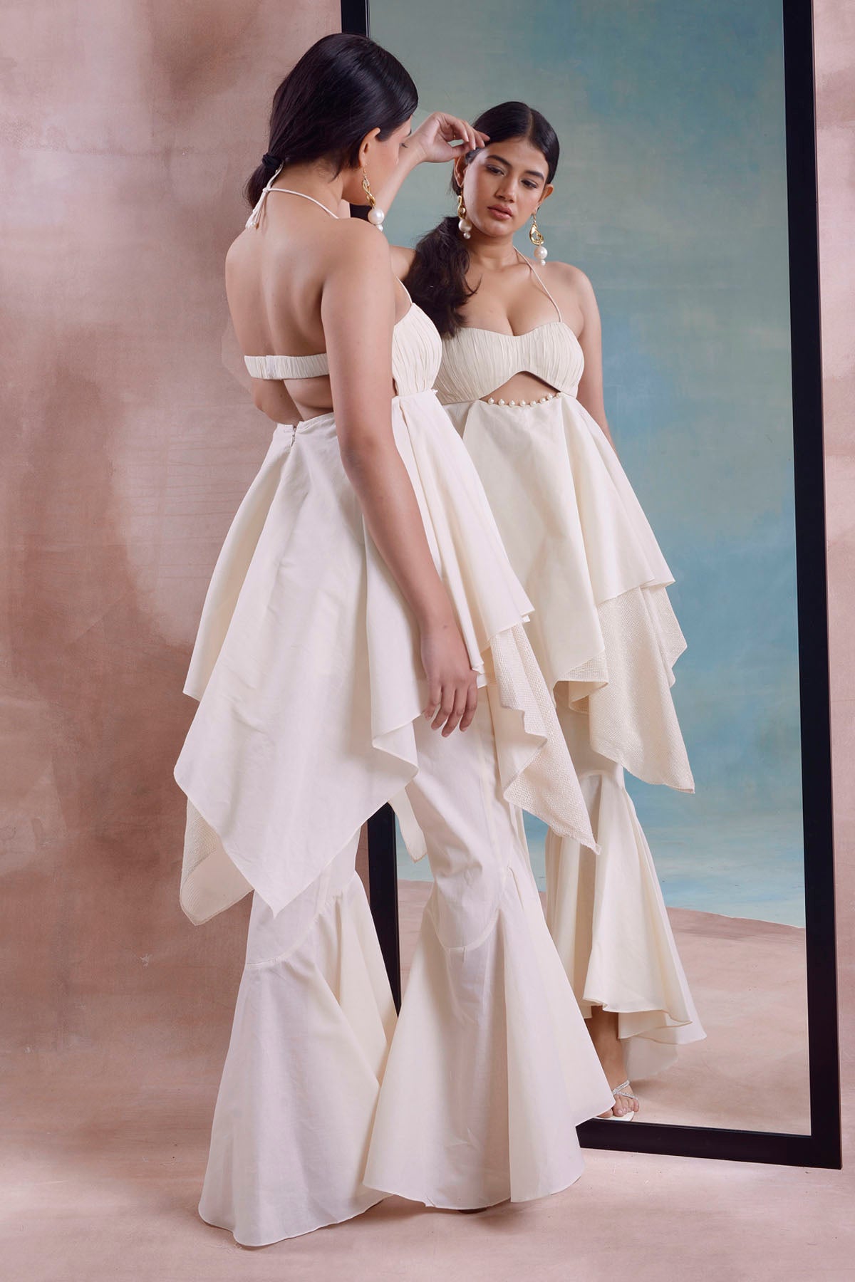 Asymmetrical Ruched Tunic Set