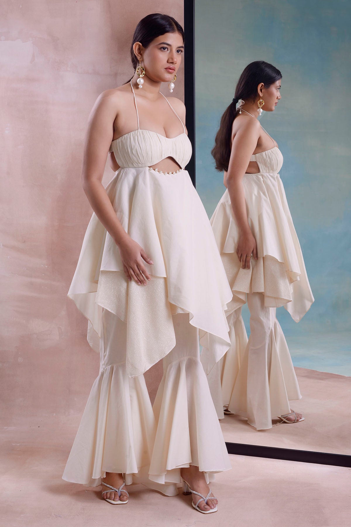 Asymmetrical Ruched Tunic Set