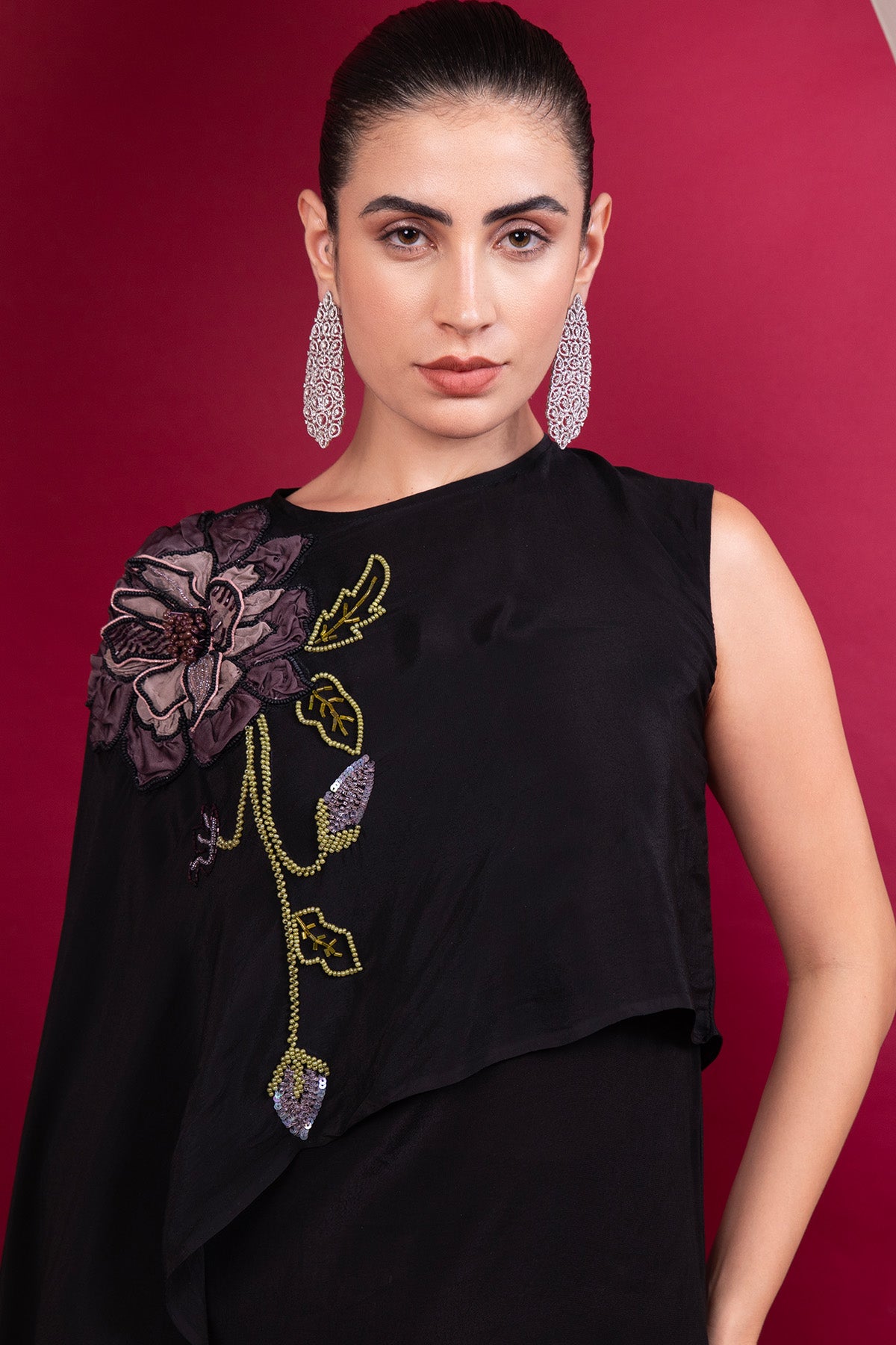 Asymmetrical Black Top & Pants