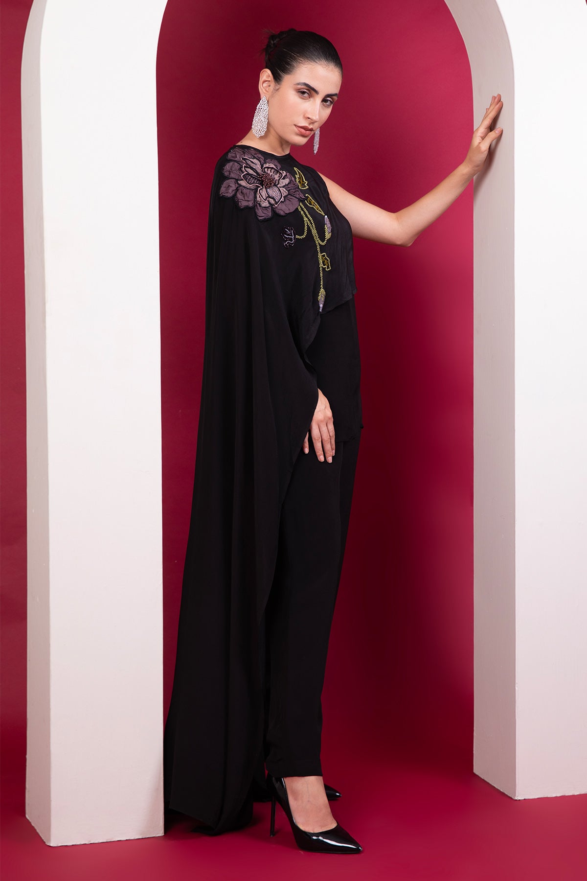 Asymmetrical Black Top & Pants