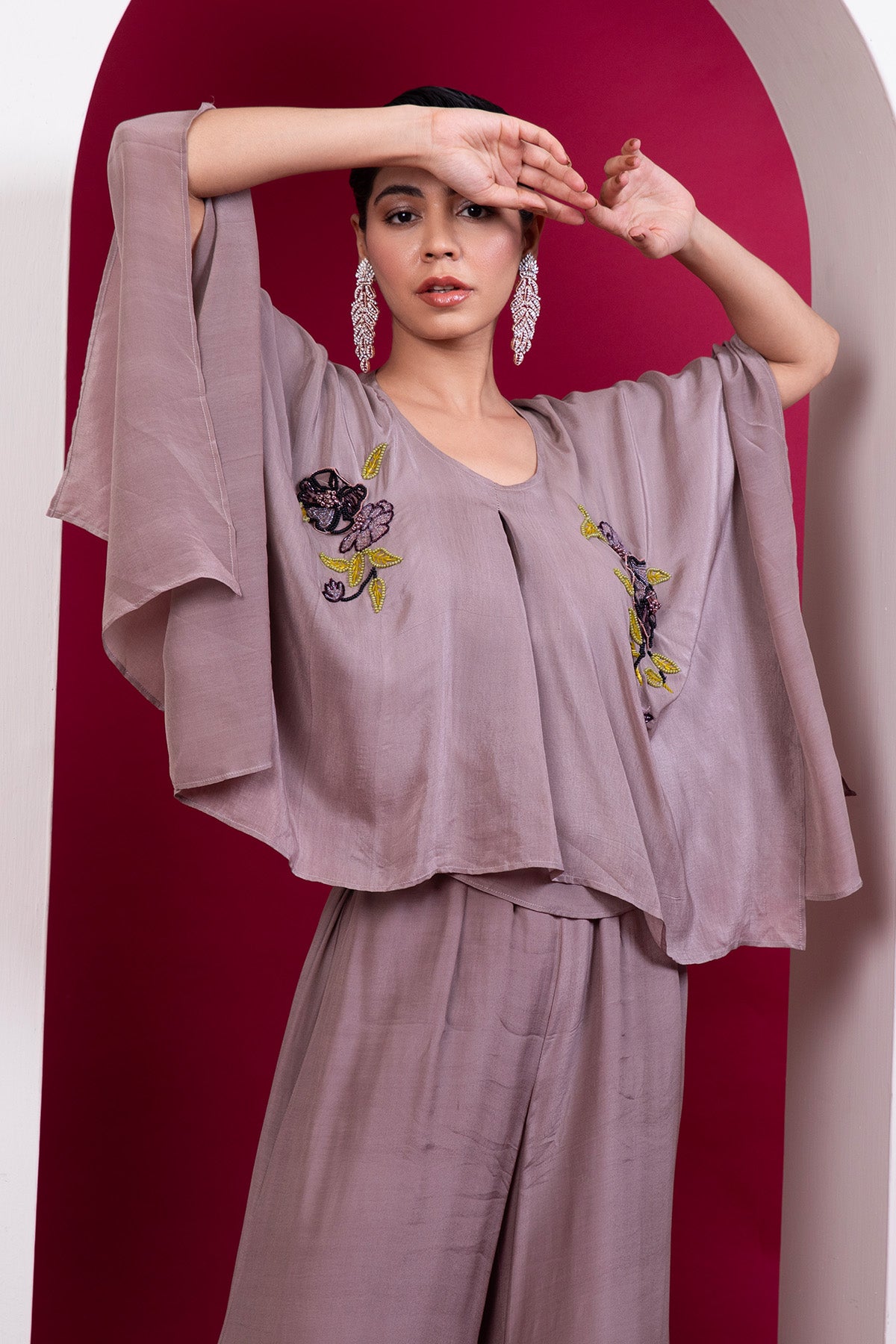 Asymmetrical Greige Kaftan Set