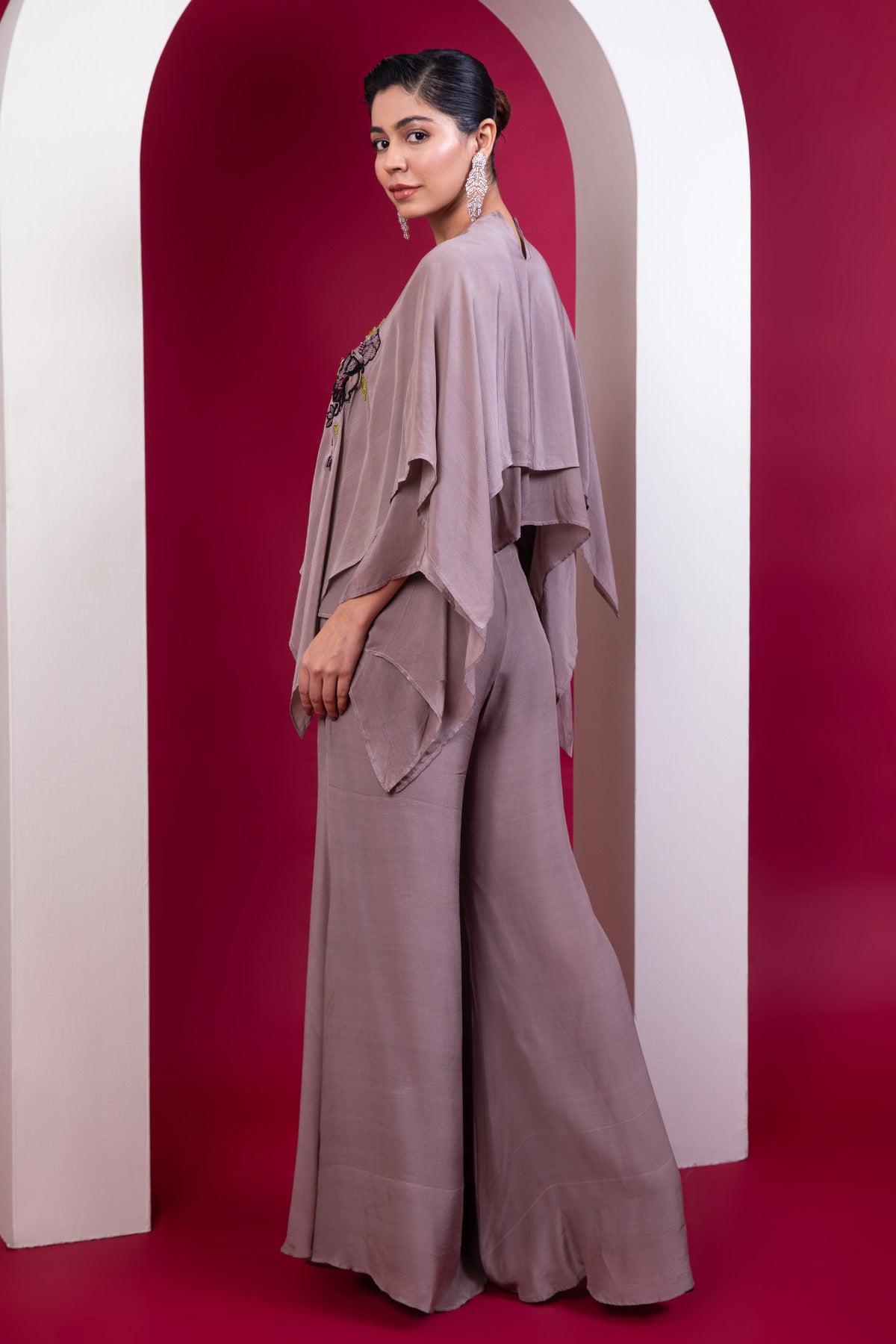Asymmetrical Greige Kaftan Set