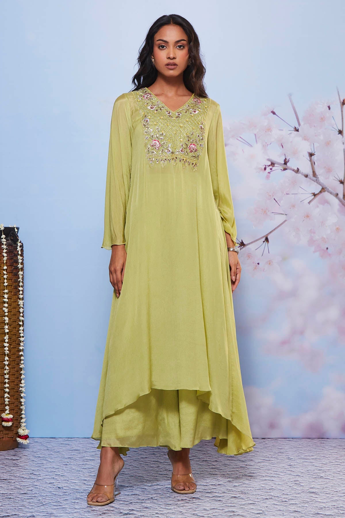 Buy Asymmetrical Mint Kurta Set Online