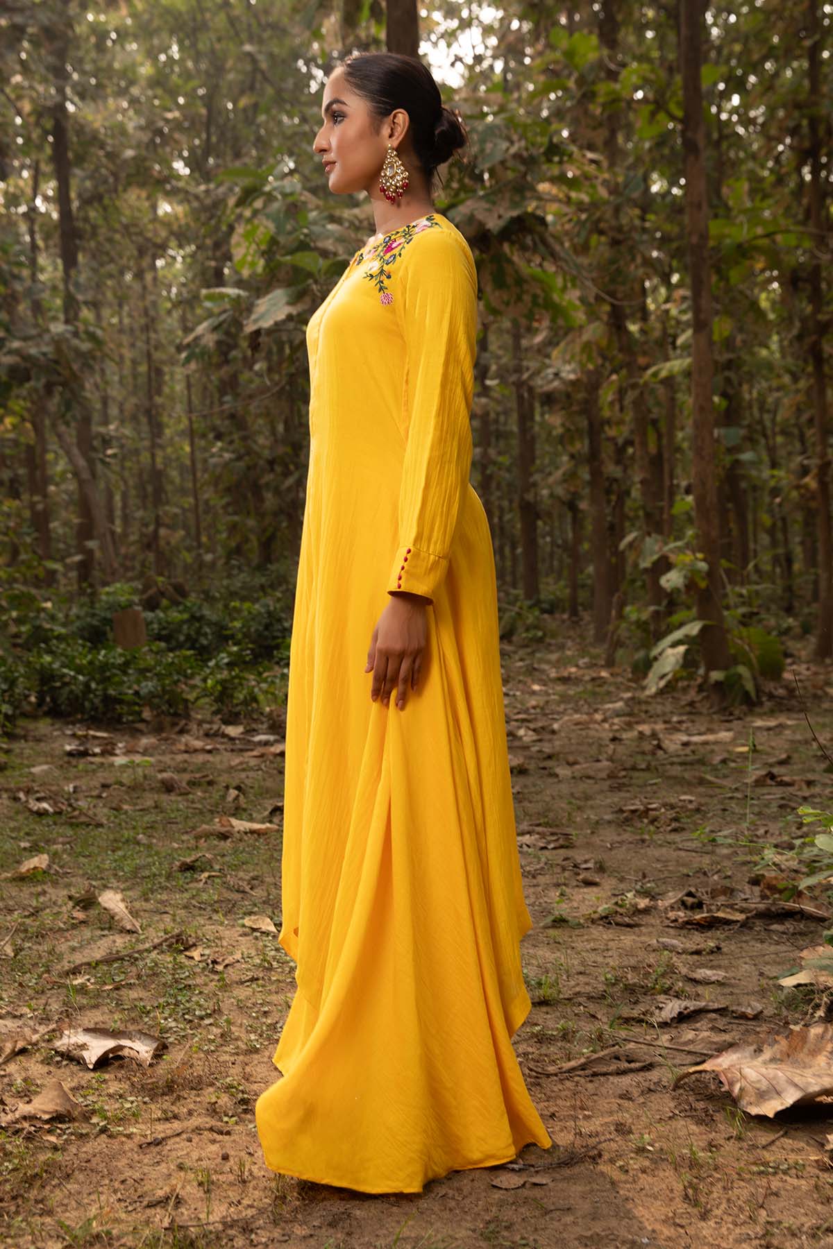 Asymmetrical Yellow Tunic Set