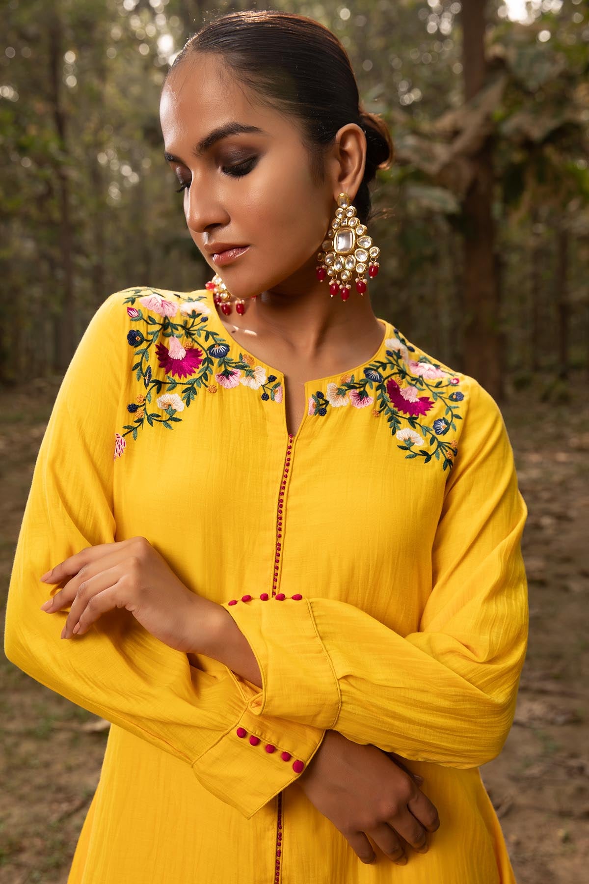 Asymmetrical Yellow Tunic Set