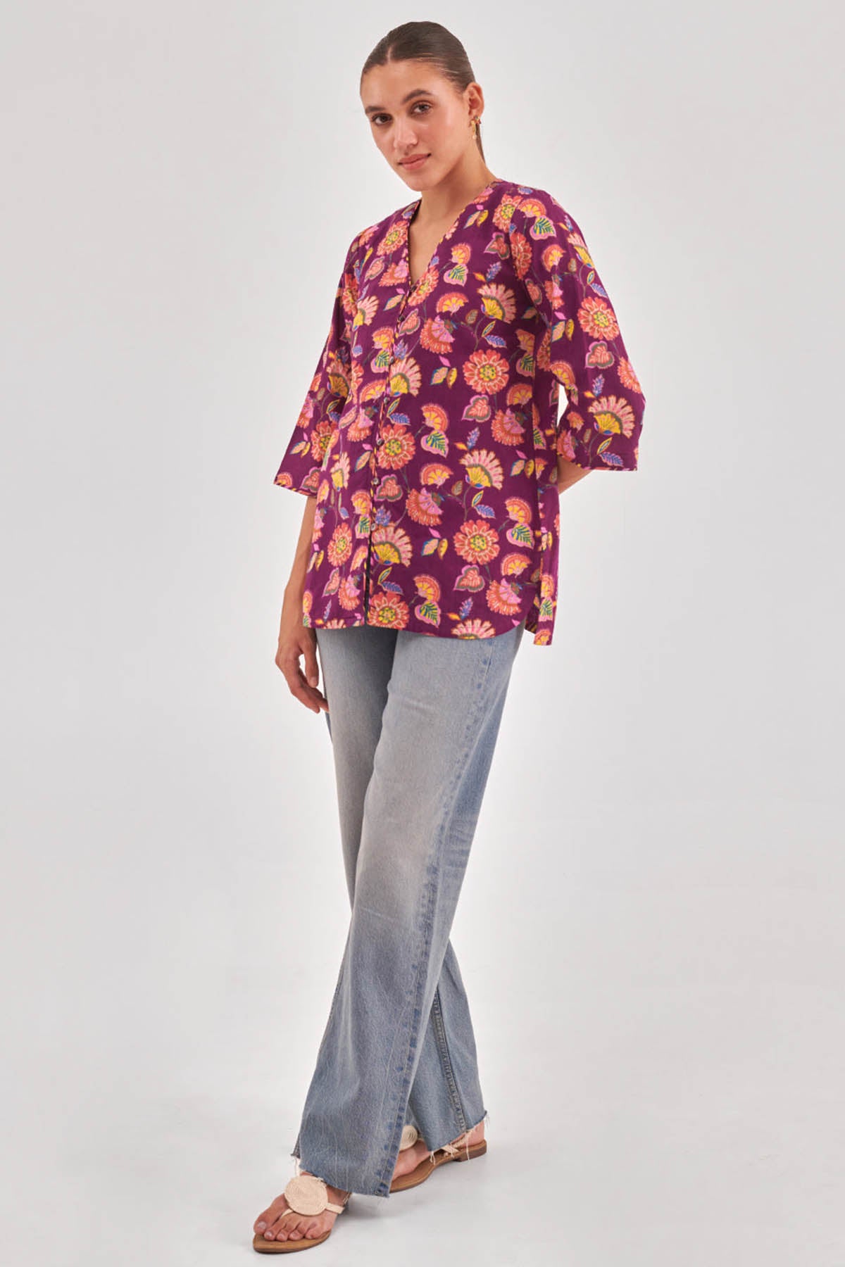 Aubergine Floral Printed Top