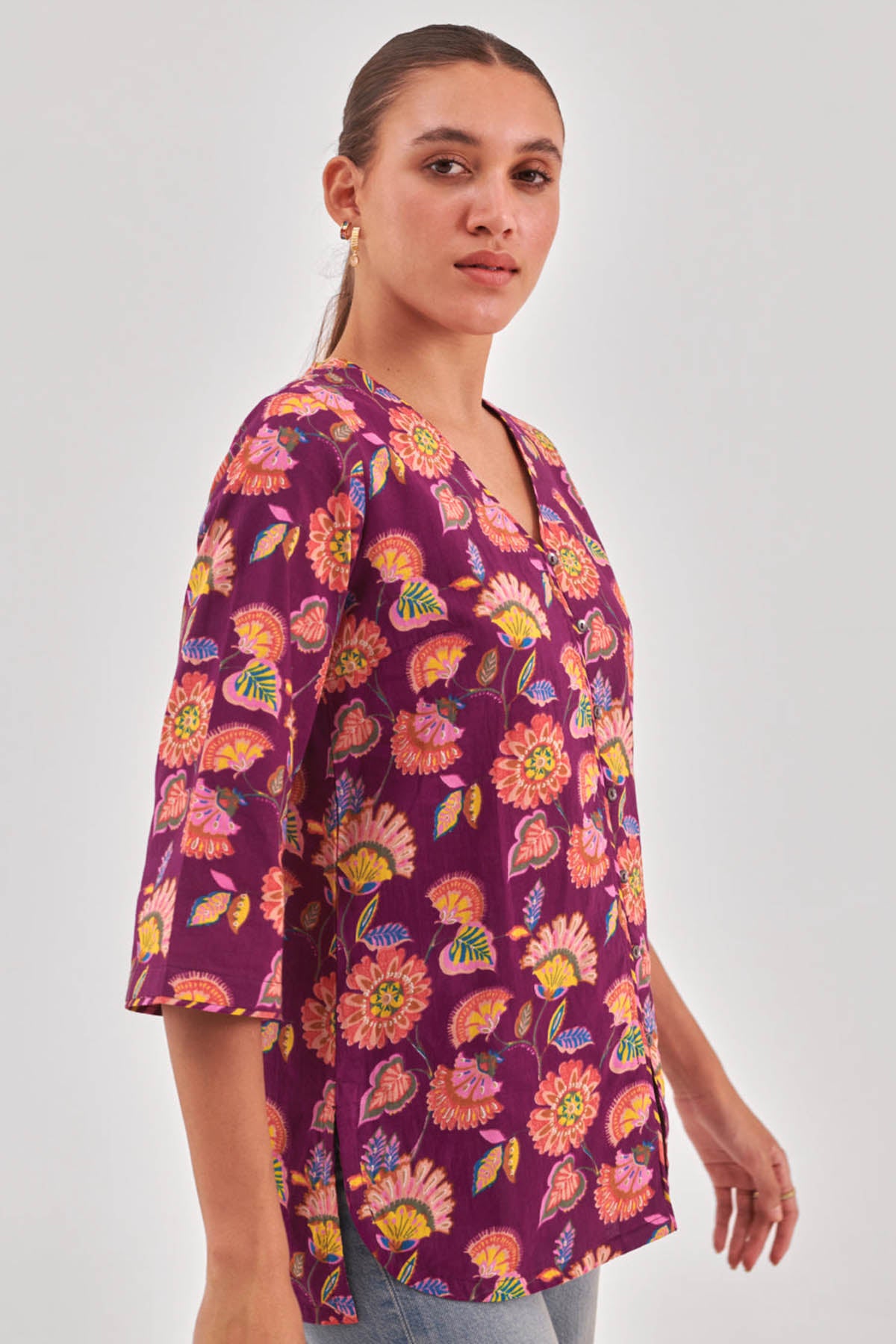 Aubergine Floral Printed Top