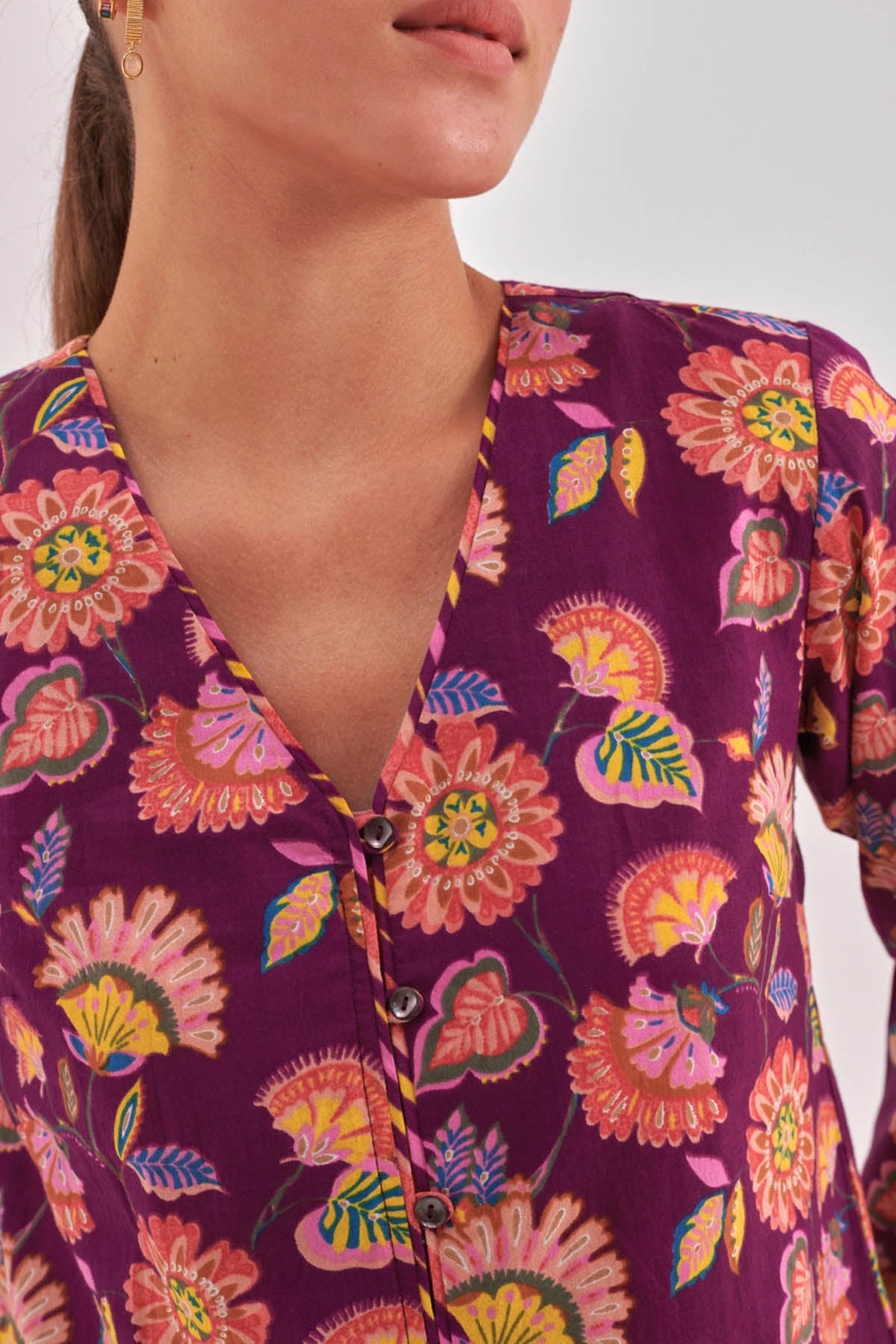 Aubergine Floral Printed Top