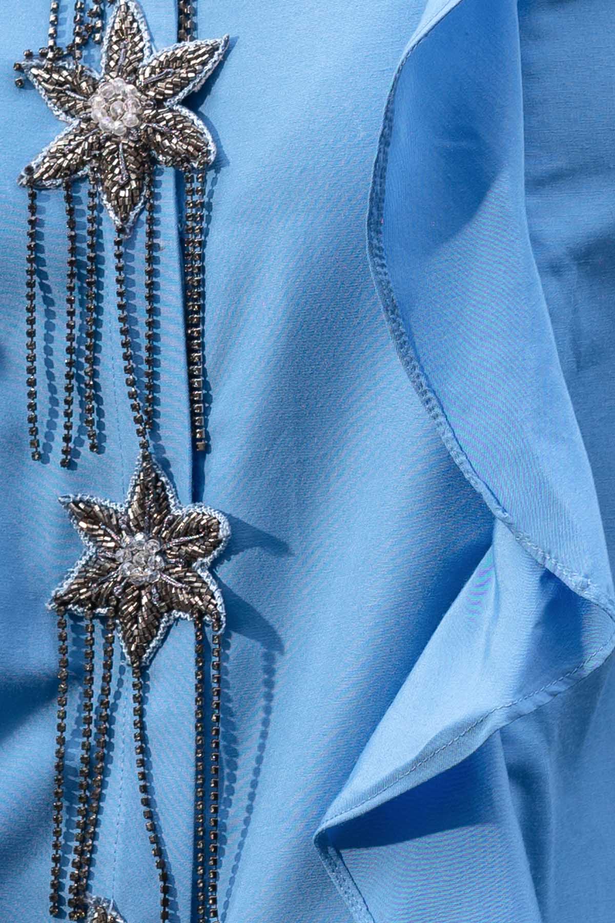 Azure Blue Motif Embroidered Shirt