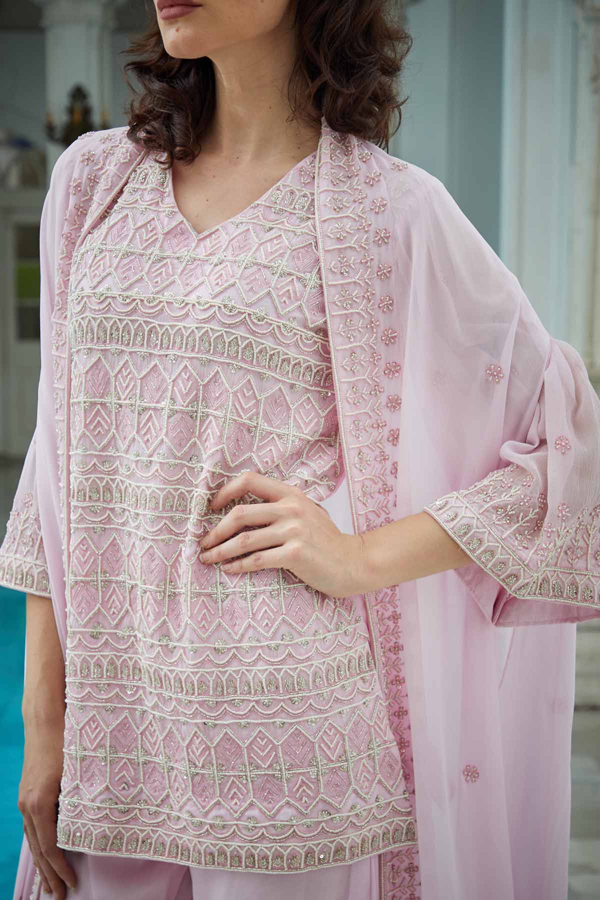 Baby Pink Embroidered Kurta Set