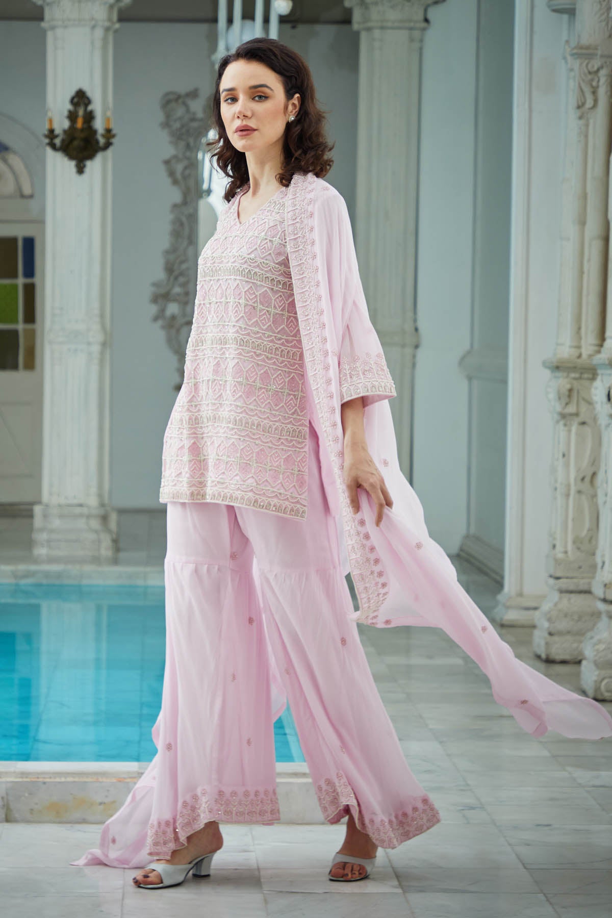 Baby Pink Embroidered Kurta Set