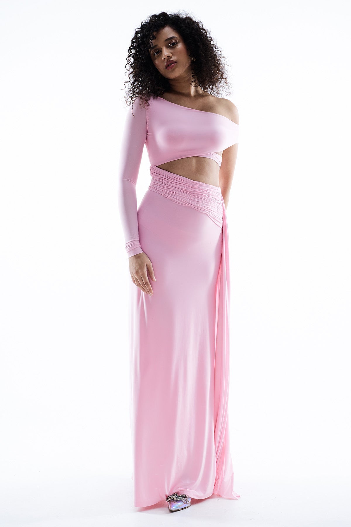 Buy Baby Pink Cut Out Maxi Dress for women by GKDedit online available at scrollnshops