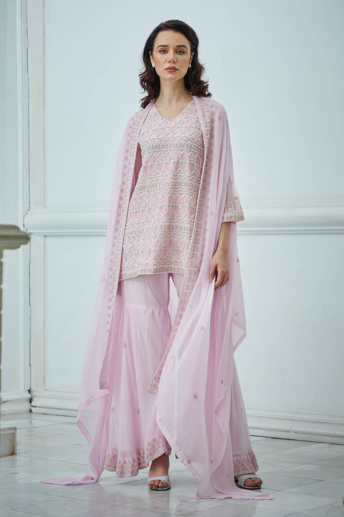 Baby Pink Embroidered Kurta Set