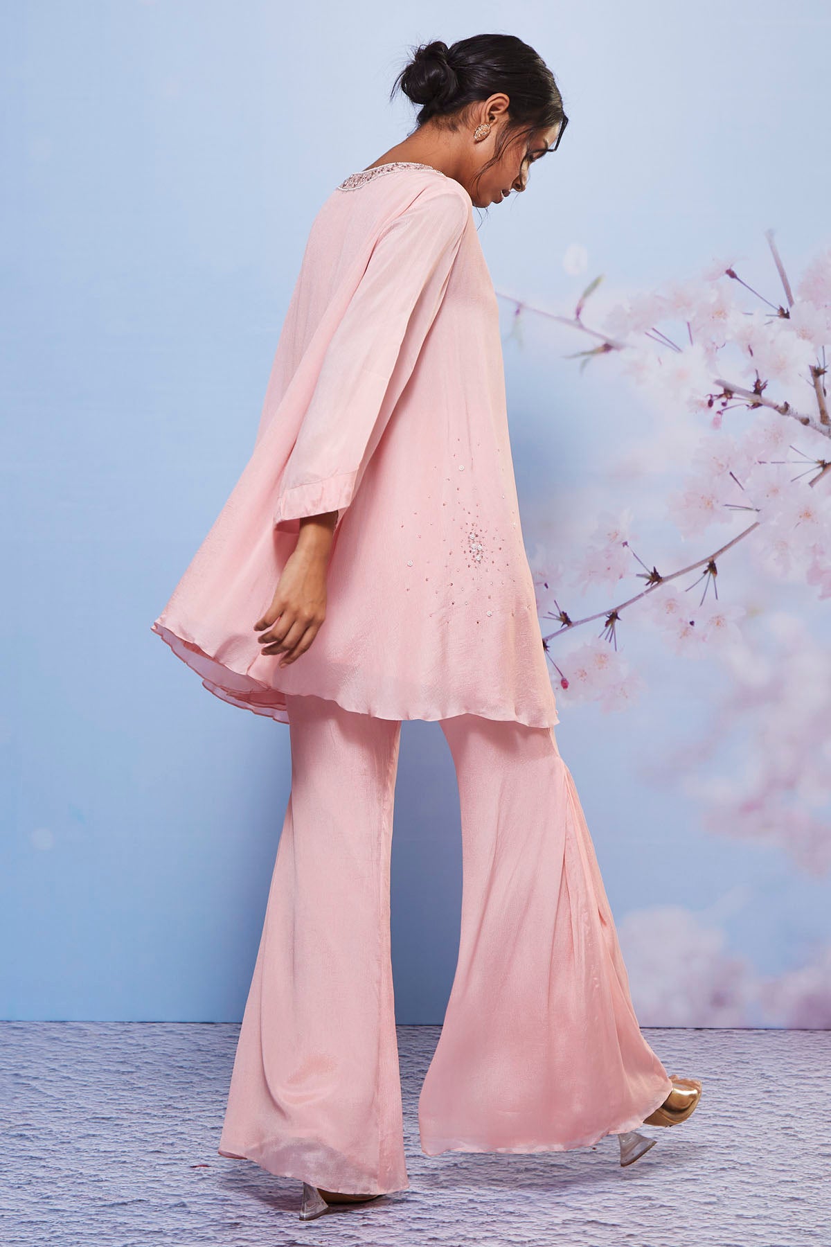 Baby Pink Embroidered Tunic Set