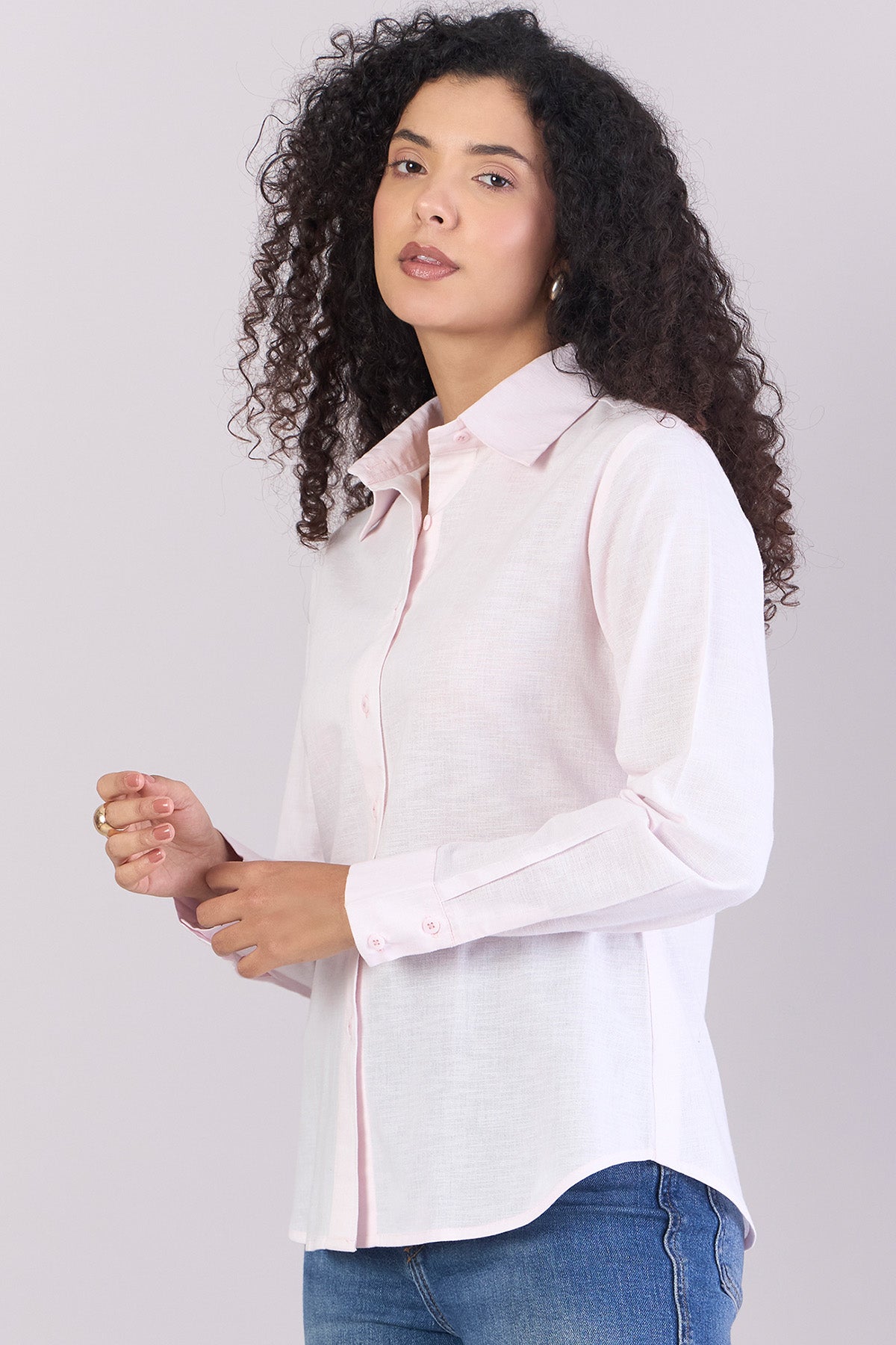 Baby Pink Full Sleeves Shirt