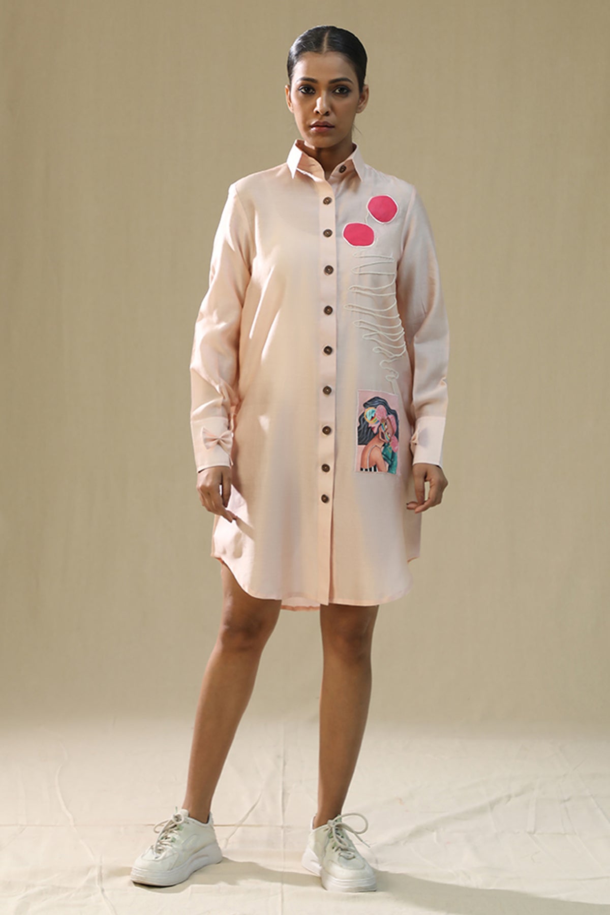 Baby Pink Handpainted Shirt Dress