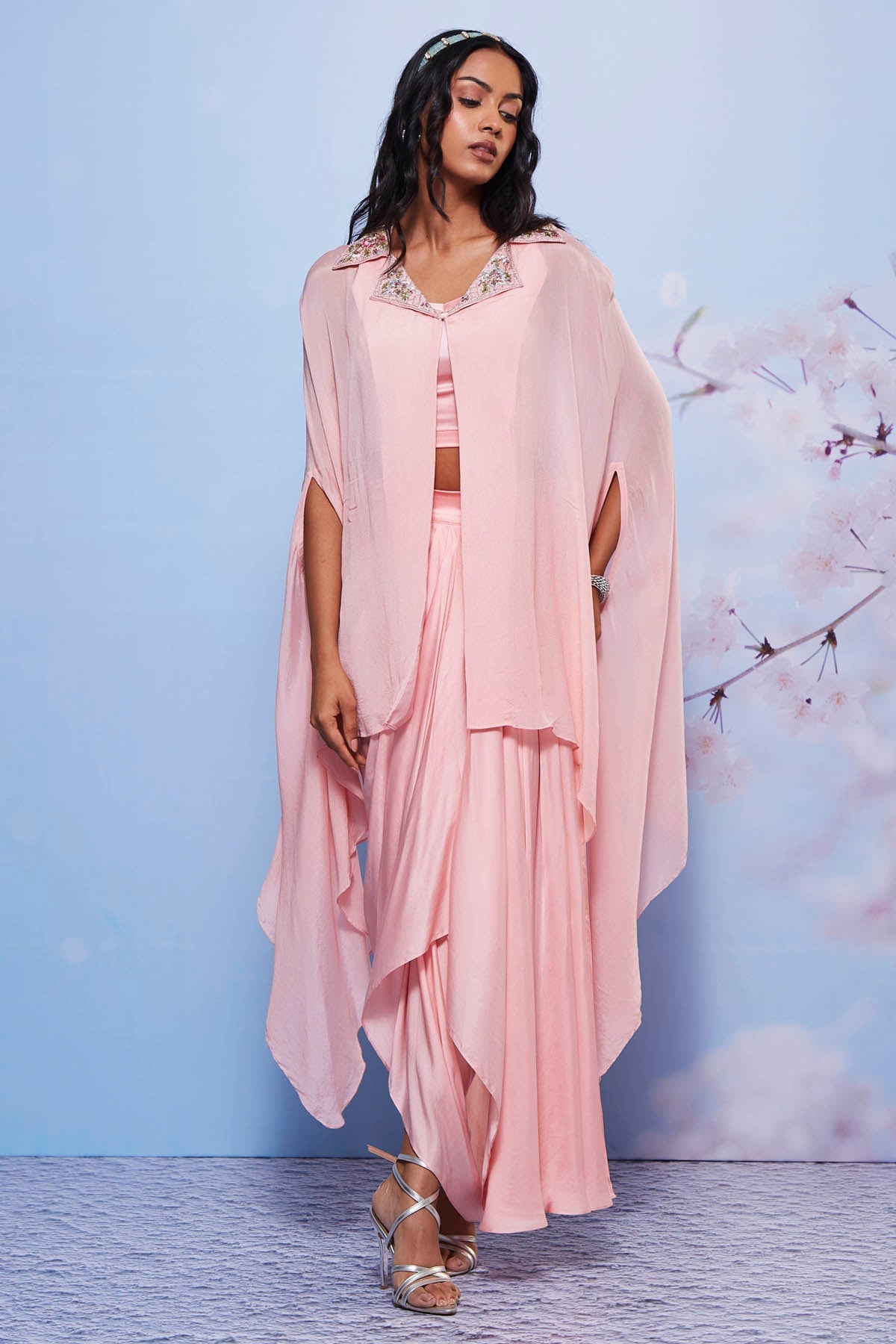 Buy Baby Pink Indo-Western Cape Set Online