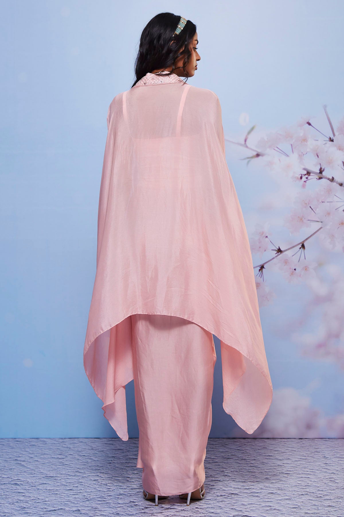 Baby Pink Indo-Western Cape Set